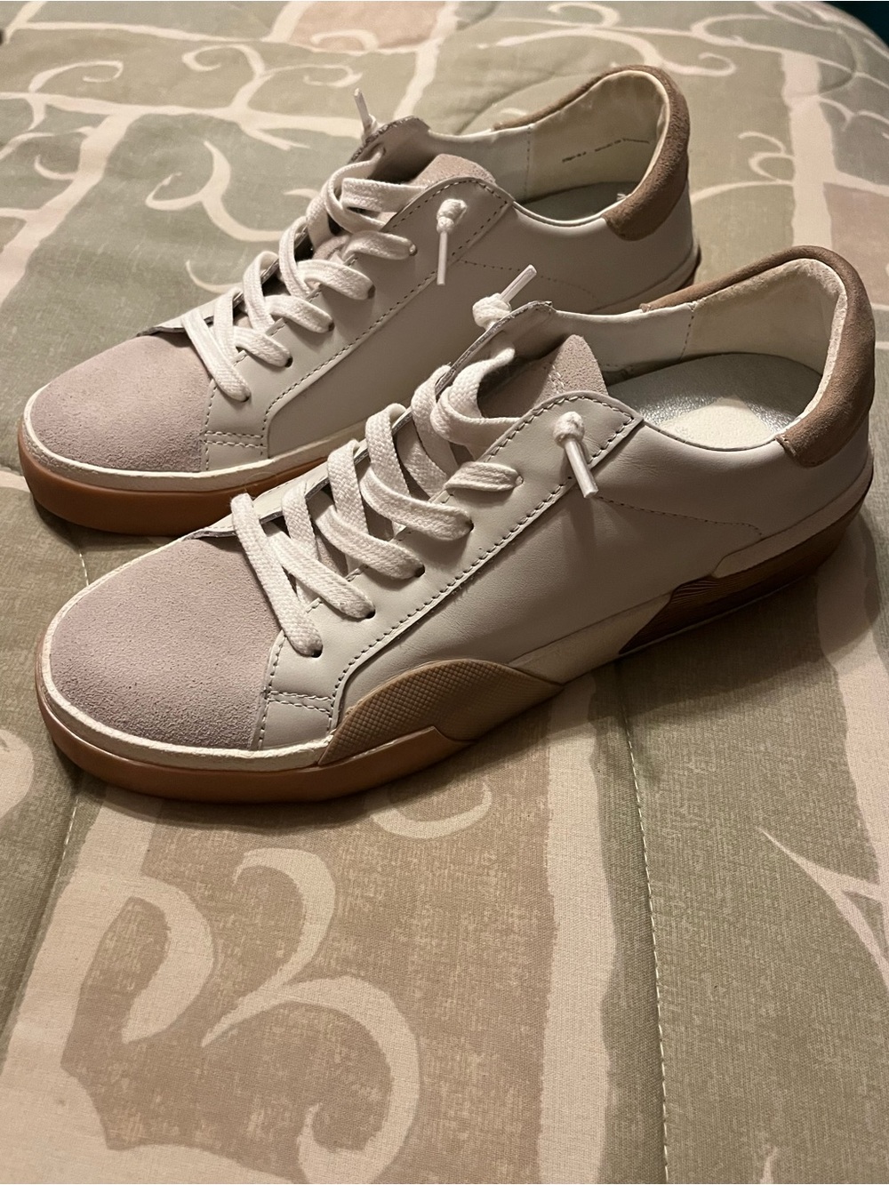 Dolce Vita Zina Low Top Lace-Up Sneakers White/Beige/Brown Sole US 6.5